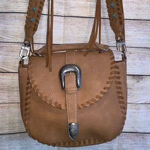Steve Madden Western Turquoise Tan Crossbody Bag